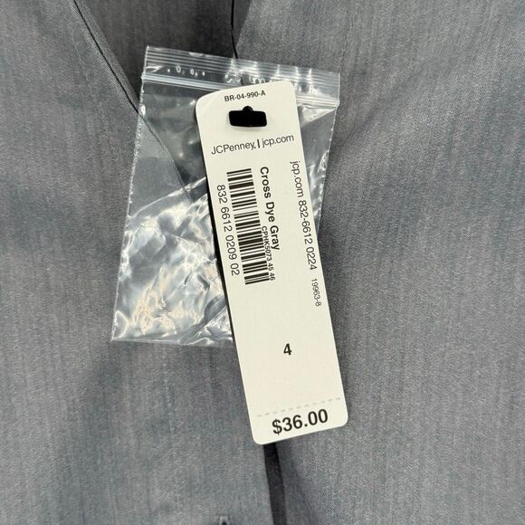 Worthington Grey Stretch Button Down Shirt Long Sleeve Career Blouse Women 4 NWT - Picture 4 of 5